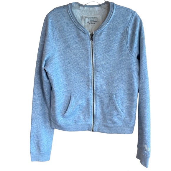 Abercrombie & Fitch Thermal Cardigan L Shacket Full Zip Moose Logo Y2K A&F - Picture 1 of 14